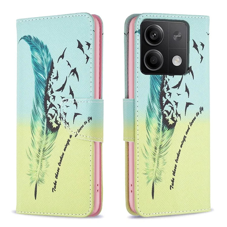 For Xiaomi Redmi Note 13 4G Pattern Leather Phone Case Wallet Cover