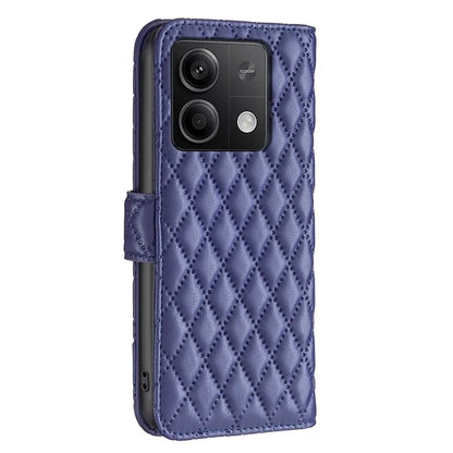 BINFEN COLOR BF Style-14 For Xiaomi Redmi Note 13 4G Leather Case Rhombus Grid Phone Cover Folding Stand