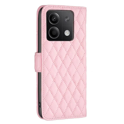 BINFEN COLOR BF Style-14 For Xiaomi Redmi Note 13 4G Leather Case Rhombus Grid Phone Cover Folding Stand