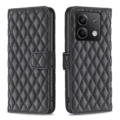 BINFEN COLOR BF Style-14 For Xiaomi Redmi Note 13 4G Leather Case Rhombus Grid Phone Cover Folding Stand
