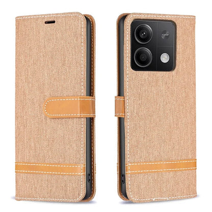 For Xiaomi Redmi Note 13 4G Phone Case Jeans Cloth Splicing Stand Wallet Cover