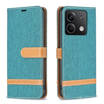 For Xiaomi Redmi Note 13 4G Phone Case Jeans Cloth Splicing Stand Wallet Cover