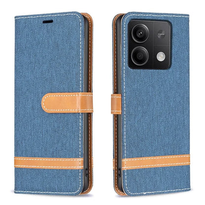 For Xiaomi Redmi Note 13 4G Phone Case Jeans Cloth Splicing Stand Wallet Cover