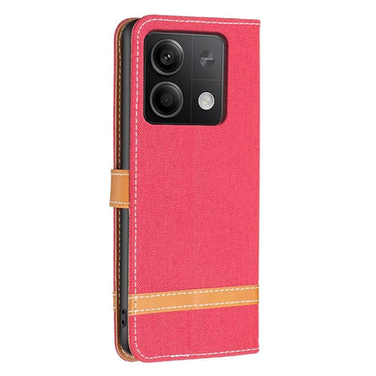 For Xiaomi Redmi Note 13 4G Phone Case Jeans Cloth Splicing Stand Wallet Cover