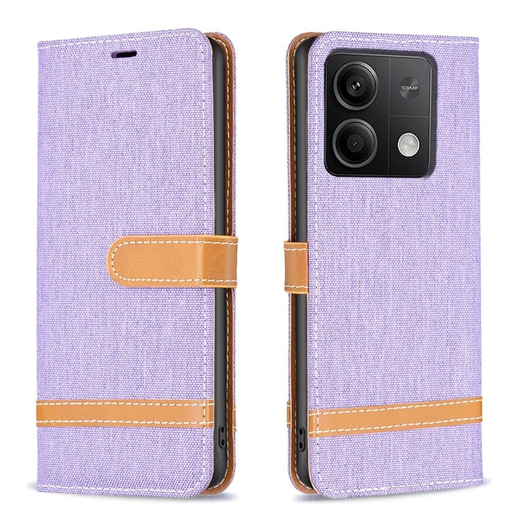 For Xiaomi Redmi Note 13 4G Phone Case Jeans Cloth Splicing Stand Wallet Cover
