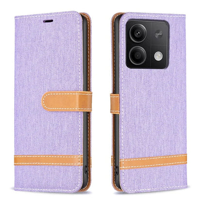 For Xiaomi Redmi Note 13 4G Phone Case Jeans Cloth Splicing Stand Wallet Cover