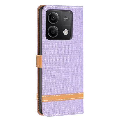 For Xiaomi Redmi Note 13 4G Phone Case Jeans Cloth Splicing Stand Wallet Cover