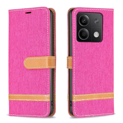 For Xiaomi Redmi Note 13 4G Phone Case Jeans Cloth Splicing Stand Wallet Cover