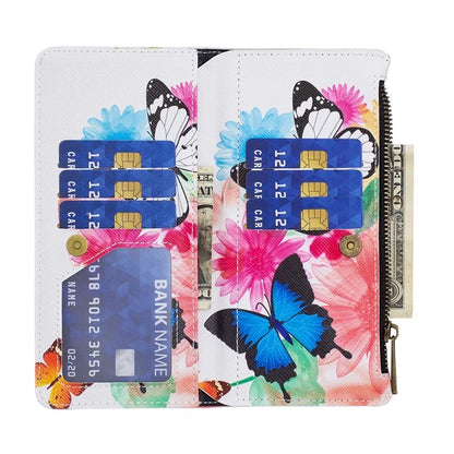 BF03 For Xiaomi Redmi Note 13 4G Zipper Leather Flip Cover Pattern Printed Phone Case Handbag