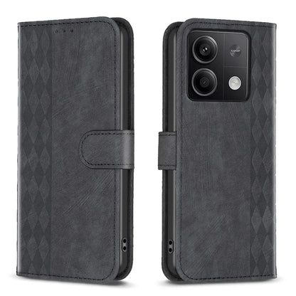 For Xiaomi Redmi Note 13 4G Magnetic Flip Cover Grid Imprinted Leather Phone Case