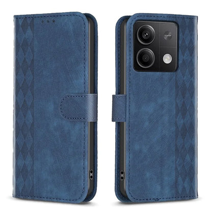 For Xiaomi Redmi Note 13 4G Magnetic Flip Cover Grid Imprinted Leather Phone Case