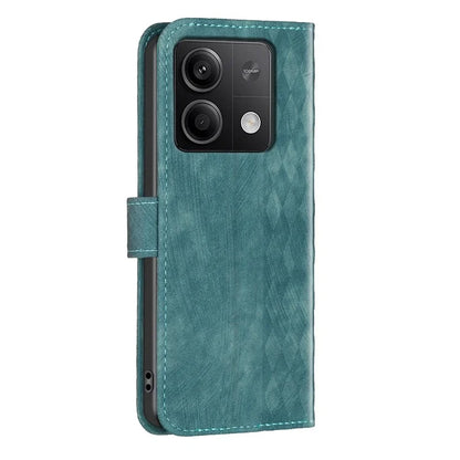 For Xiaomi Redmi Note 13 4G Magnetic Flip Cover Grid Imprinted Leather Phone Case