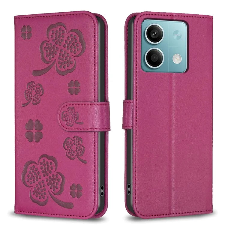 For Xiaomi Redmi Note 13 4G Clover Leather Case Folio Stand View Phone Cover