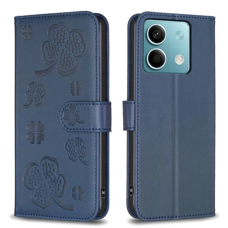 For Xiaomi Redmi Note 13 4G Clover Leather Case Folio Stand View Phone Cover