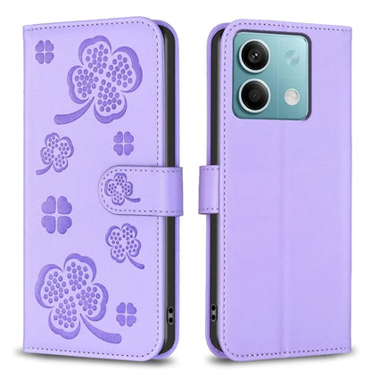 For Xiaomi Redmi Note 13 4G Clover Leather Case Folio Stand View Phone Cover