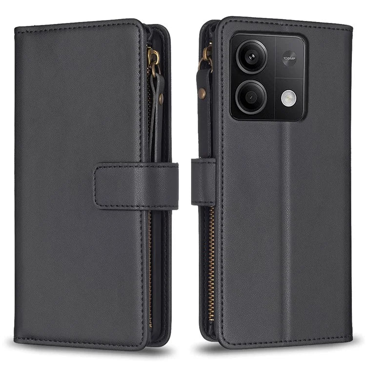 BF Style-19 for Xiaomi Redmi Note 13 4G Phone Case Viewing Stand Cover Zipper Handbag