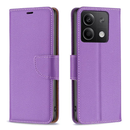 For Xiaomi Redmi Note 13 4G Case PU Leather Litchi Texture Phone Cover Magnetic Closure