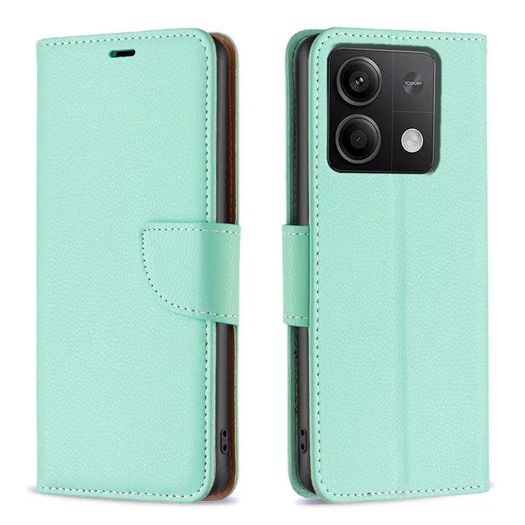 For Xiaomi Redmi Note 13 4G Case PU Leather Litchi Texture Phone Cover Magnetic Closure