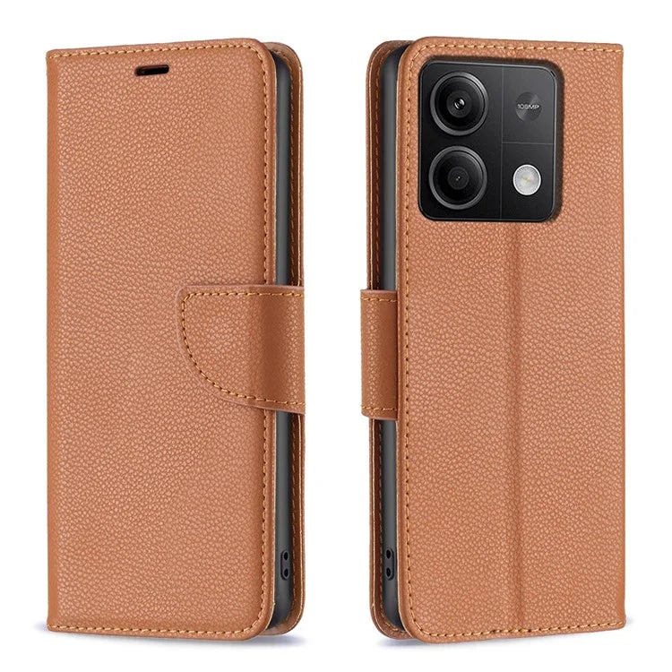 For Xiaomi Redmi Note 13 4G Case PU Leather Litchi Texture Phone Cover Magnetic Closure