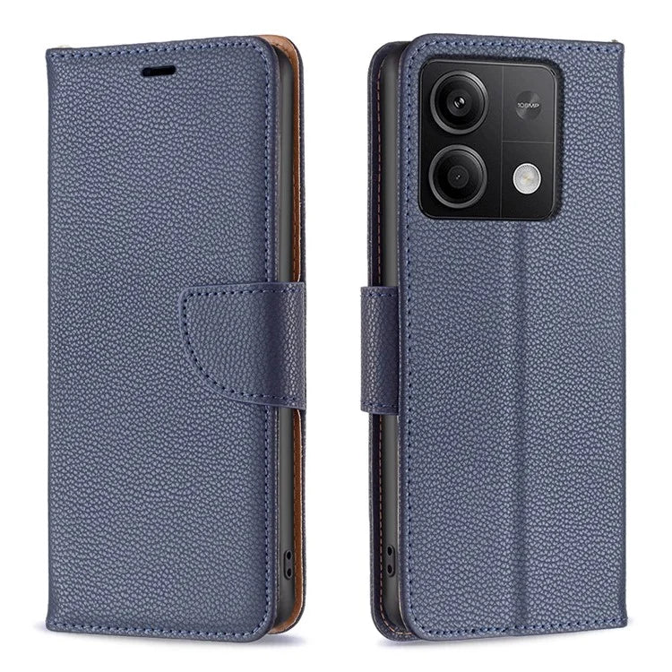 For Xiaomi Redmi Note 13 4G Case PU Leather Litchi Texture Phone Cover Magnetic Closure