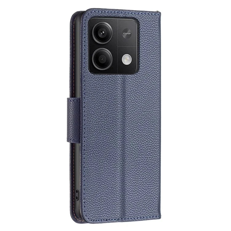 For Xiaomi Redmi Note 13 4G Case PU Leather Litchi Texture Phone Cover Magnetic Closure
