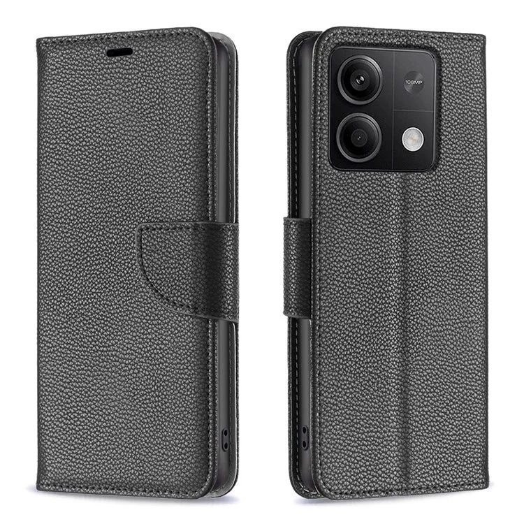For Xiaomi Redmi Note 13 4G Case PU Leather Litchi Texture Phone Cover Magnetic Closure