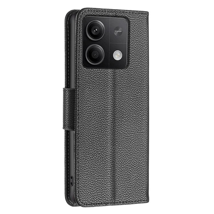 For Xiaomi Redmi Note 13 4G Case PU Leather Litchi Texture Phone Cover Magnetic Closure