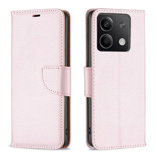 For Xiaomi Redmi Note 13 4G Case PU Leather Litchi Texture Phone Cover Magnetic Closure Gold