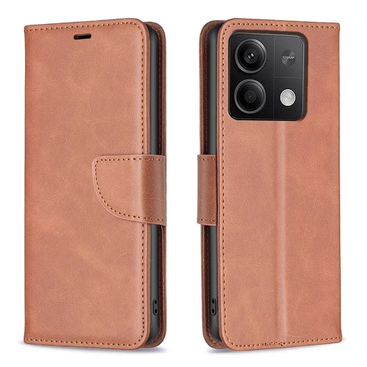 For Xiaomi Redmi Note 13 4G Case PU Leather Stand Wrist Strap Phone Cover