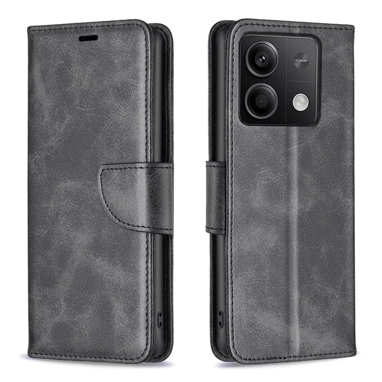 For Xiaomi Redmi Note 13 4G Case PU Leather Stand Wrist Strap Phone Cover