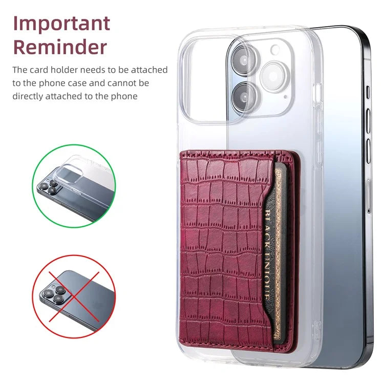 For iPhone 15 Pro Crocodile Texture Case Back Card Slots Kickstand Phone Cover