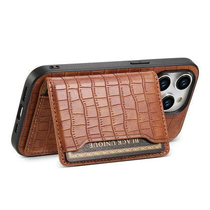 For iPhone 15 Pro Max Crocodile Texture Case PU Leather Phone Back Cover with Card Holder