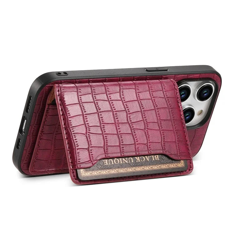 For iPhone 15 Pro Max Crocodile Texture Case PU Leather Phone Back Cover with Card Holder