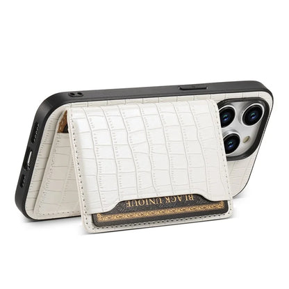 For iPhone 15 Pro Max Crocodile Texture Case PU Leather Phone Back Cover with Card Holder