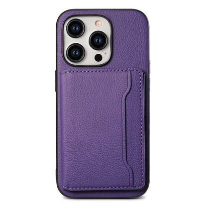 For iPhone 15 Pro Calf Texture Phone Case Card Slots Protective Cover