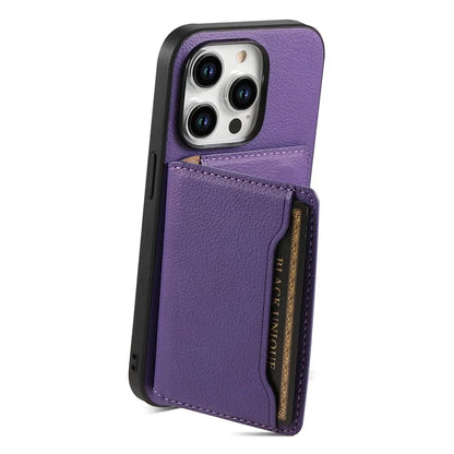 For iPhone 15 Pro Calf Texture Phone Case Card Slots Protective Cover