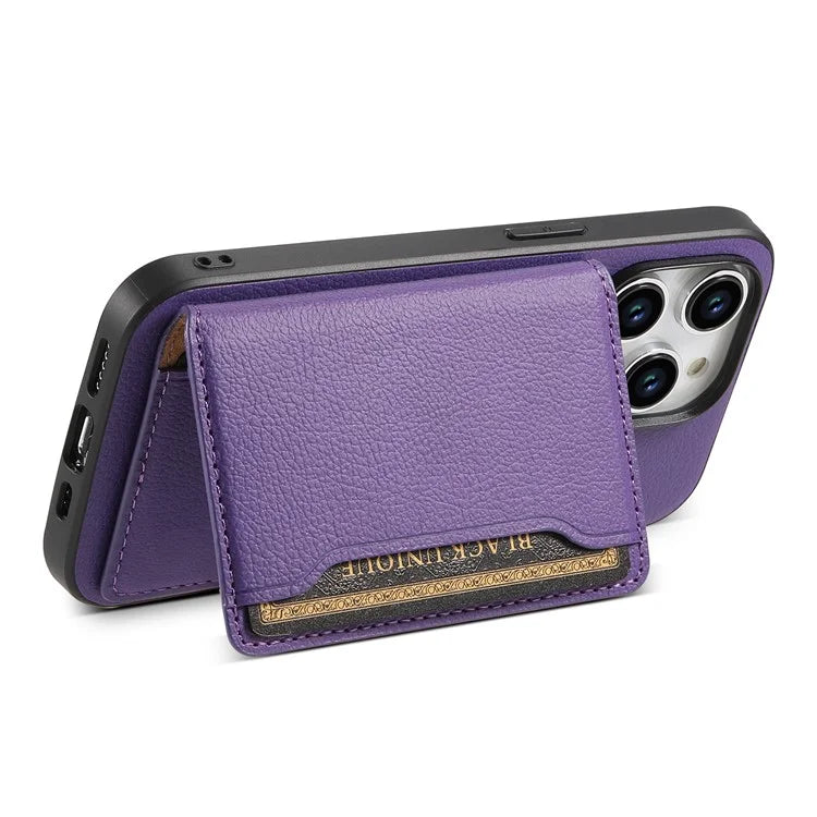 For iPhone 15 Pro Calf Texture Phone Case Card Slots Protective Cover