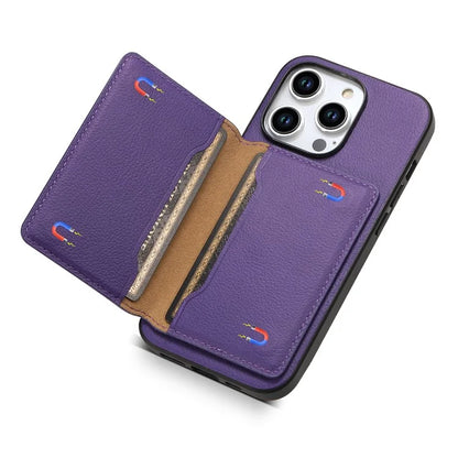 For iPhone 15 Pro Calf Texture Phone Case Card Slots Protective Cover