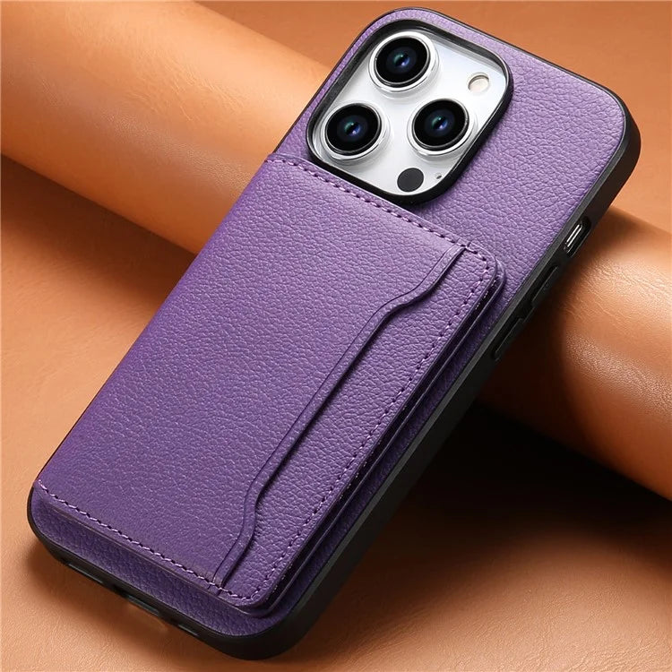 For iPhone 15 Pro Calf Texture Phone Case Card Slots Protective Cover