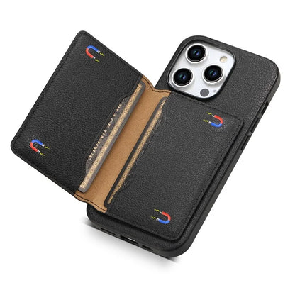 For iPhone 15 Pro Calf Texture Phone Case Card Slots Protective Cover