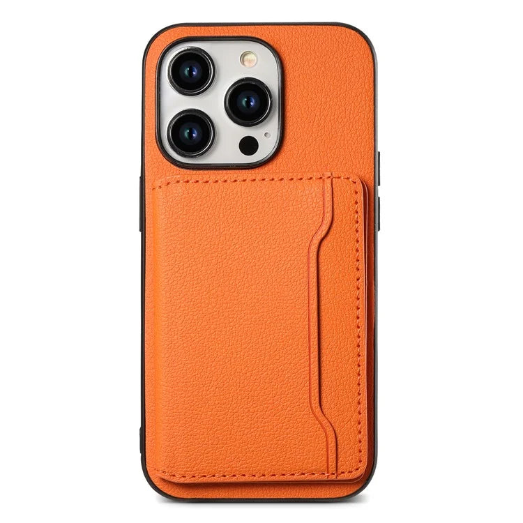 For iPhone 15 Pro Calf Texture Phone Case Card Slots Protective Cover