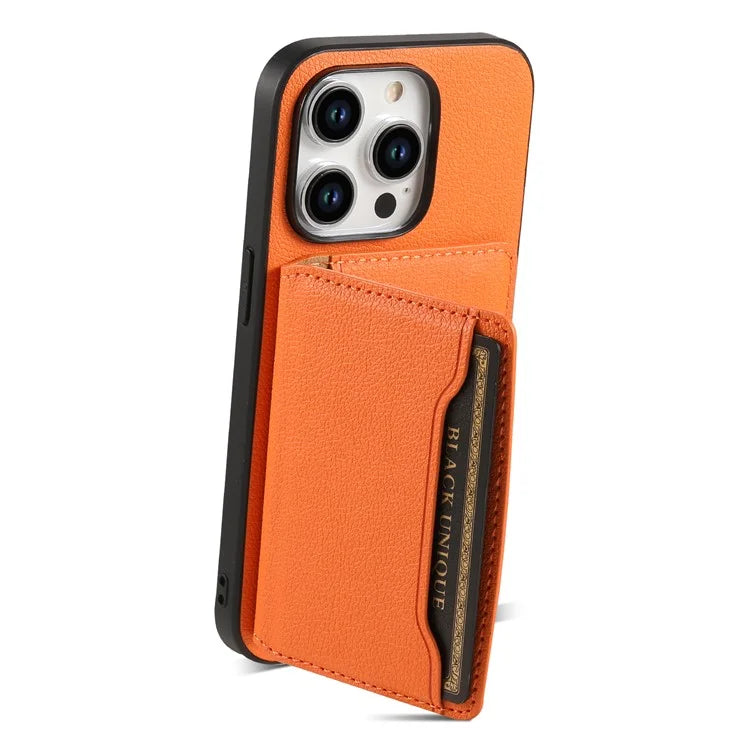 For iPhone 15 Pro Calf Texture Phone Case Card Slots Protective Cover