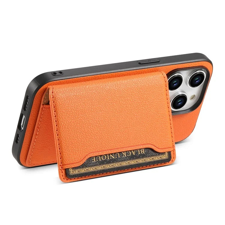 For iPhone 15 Pro Calf Texture Phone Case Card Slots Protective Cover