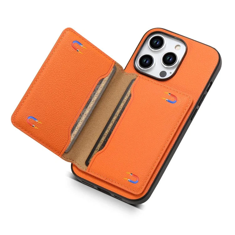 For iPhone 15 Pro Calf Texture Phone Case Card Slots Protective Cover