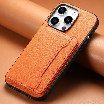 For iPhone 15 Pro Calf Texture Phone Case Card Slots Protective Cover