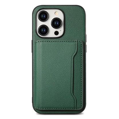 For iPhone 15 Pro Calf Texture Phone Case Card Slots Protective Cover