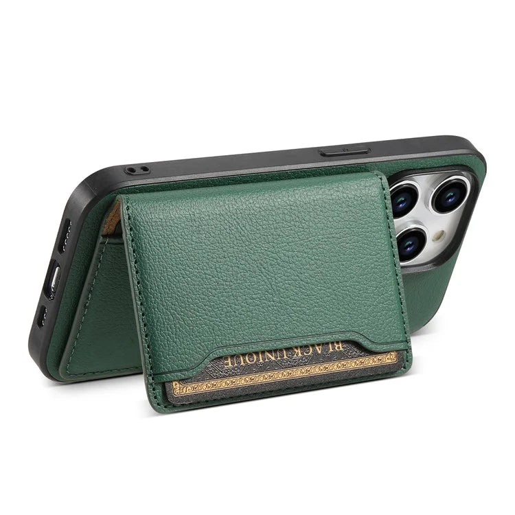 For iPhone 15 Pro Calf Texture Phone Case Card Slots Protective Cover