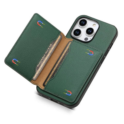 For iPhone 15 Pro Calf Texture Phone Case Card Slots Protective Cover