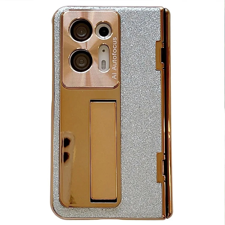 For Oppo Find N2 5G Kickstand Cover Glitter PU Leather Phone Back Cover