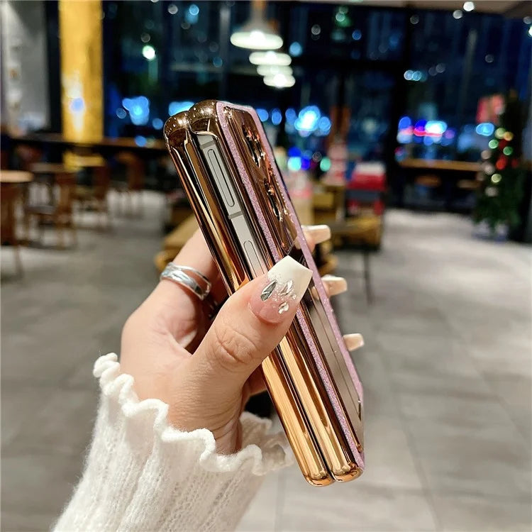 For Oppo Find N2 5G Kickstand Cover Glitter PU Leather Phone Back Cover